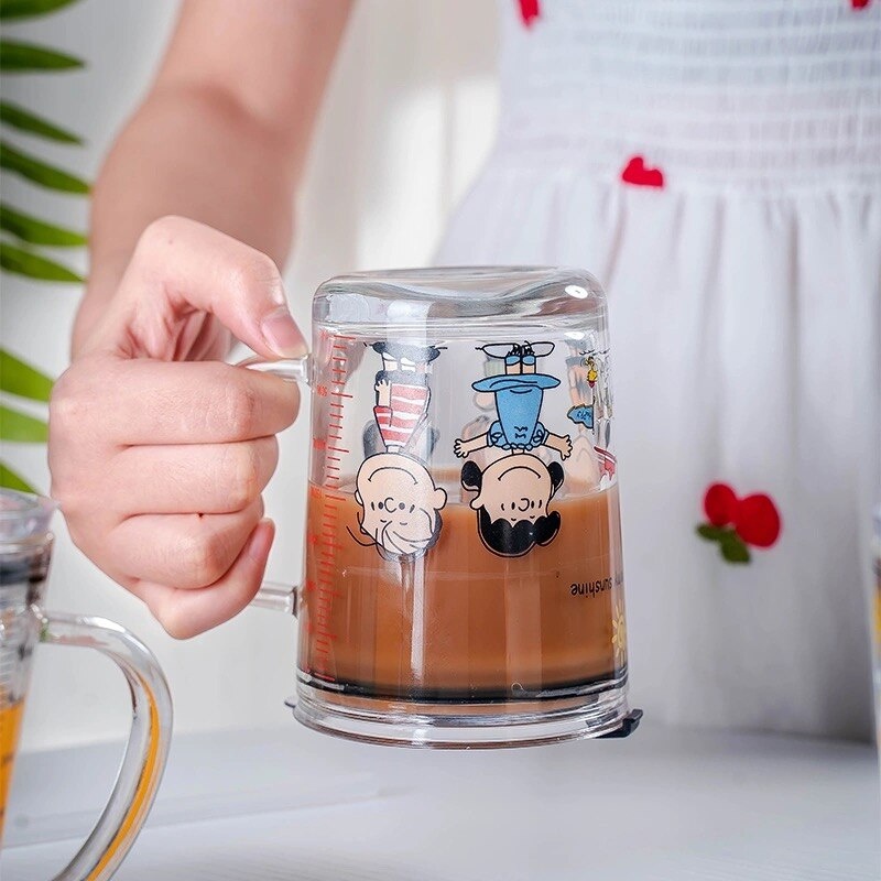 Mug Gelas Minum KACA Anak Motif Animal 350ML + Sedotan / Gelas Cangkir Kaca