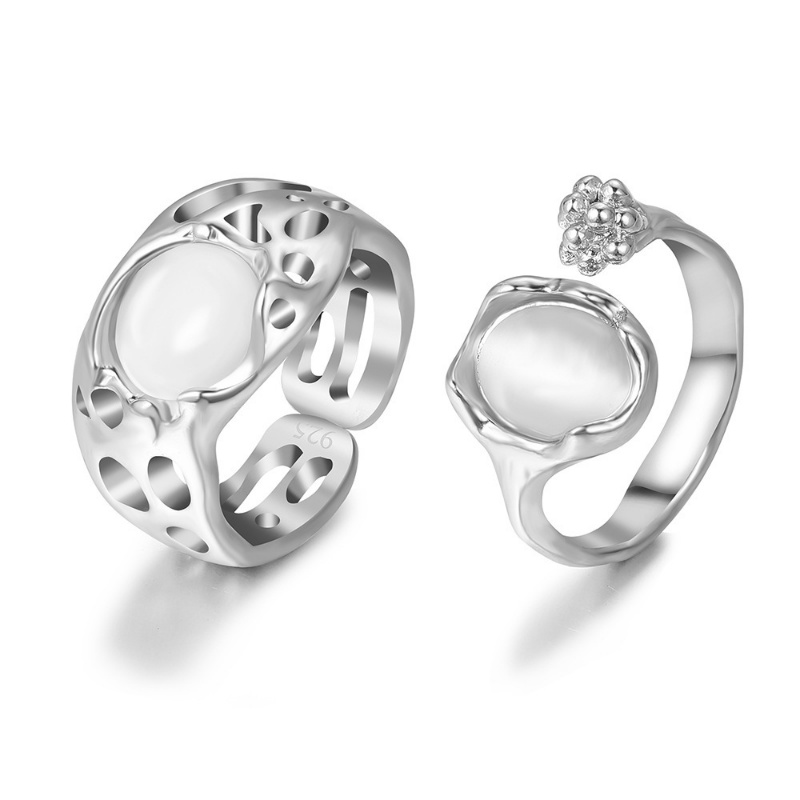 Korea Vintage Tidak Teratur Cincin Perak Ins Fashion Pembukaan Yang Dapat Disesuaikan Cincin Wanita