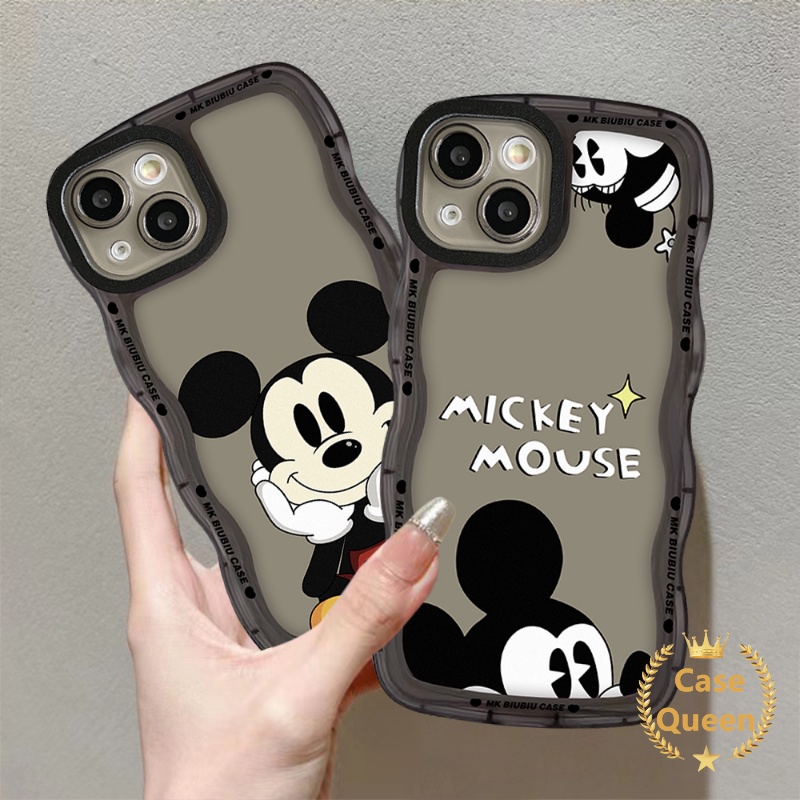 Casing Hp Kartun OPPO A96 A5s A5 A9 A17 A95 A12 A55 A17K A16s A57 A3s A54 A74 A76 A16 A15 A77 A7 Reno8 7 7Z 8Z 6 A16K A1k A77s A53 A52 Disney Mickey Mouse Wavy Edge Soft Sarung