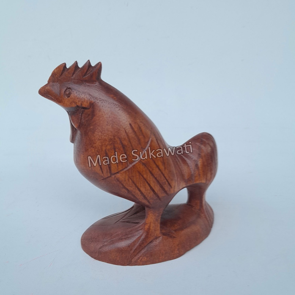 Patung kayu ayam jantan mini kerajinan ukiran kayu handmade Bali