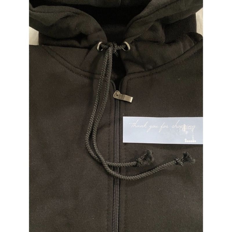 Jaket Hoodie Polos Resleting Dark Brown Zipper Wanita &amp; Pria Distro Oversize Carla