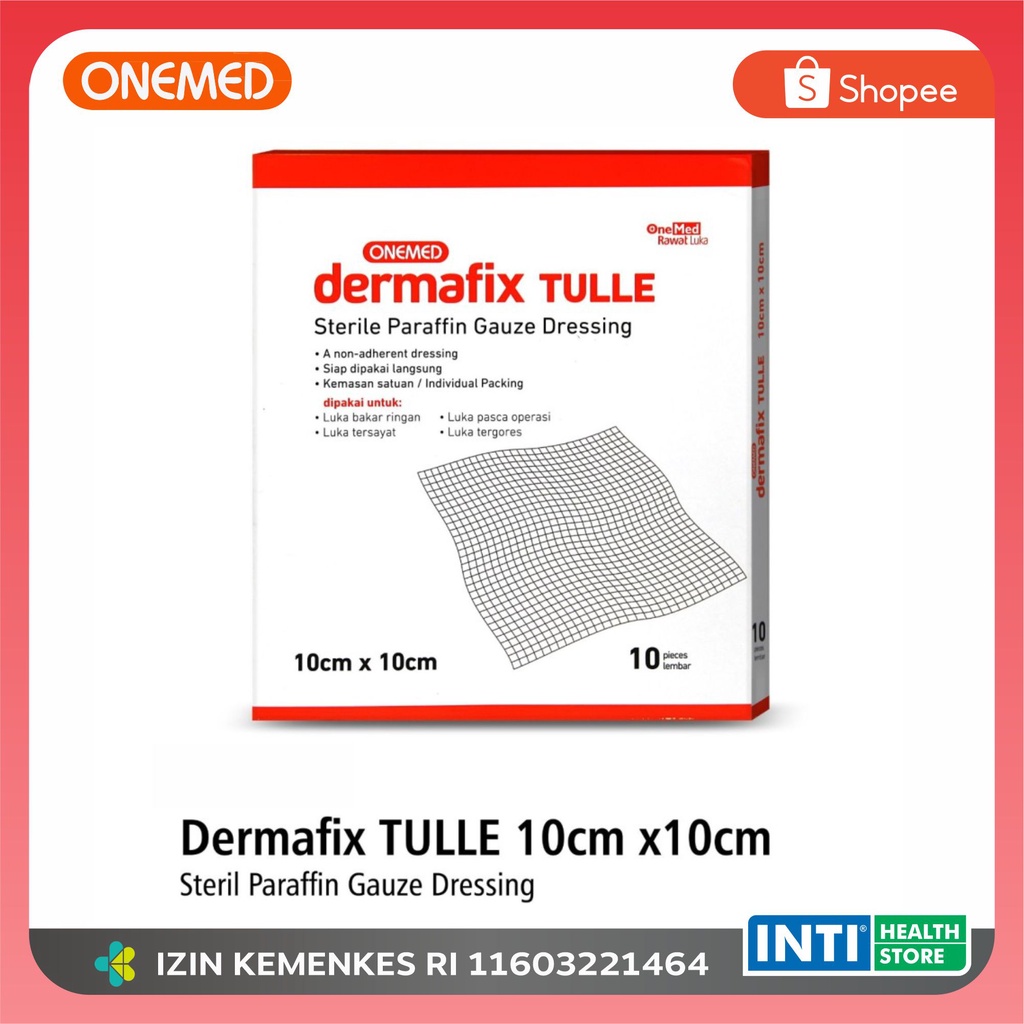 Onemed | Dermafix Tulle 10cm x 10cm Paraffin Gauze | Plester Luka