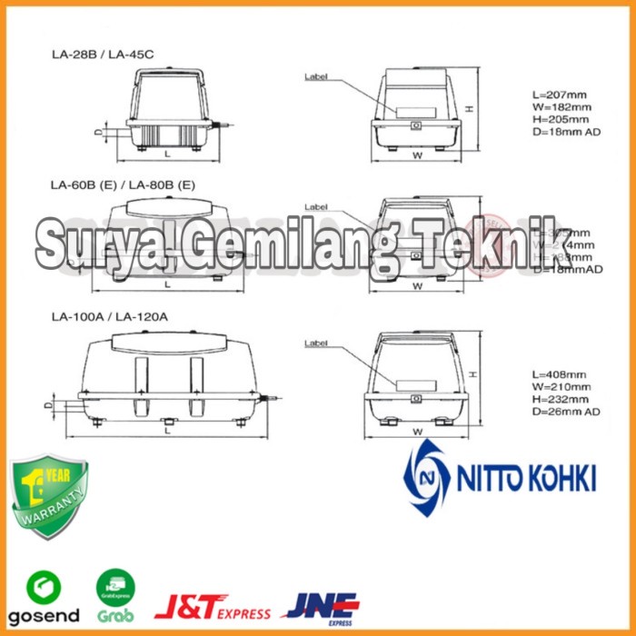 Aerator Nitto Kohki Medo Air Blower La 80B Pompa Udara Kolam Koi