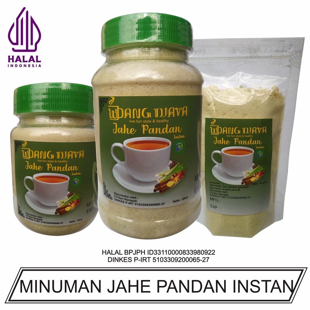 

Minuman Jahe Pandan Instan / Serbuk Alami Siap Seduh