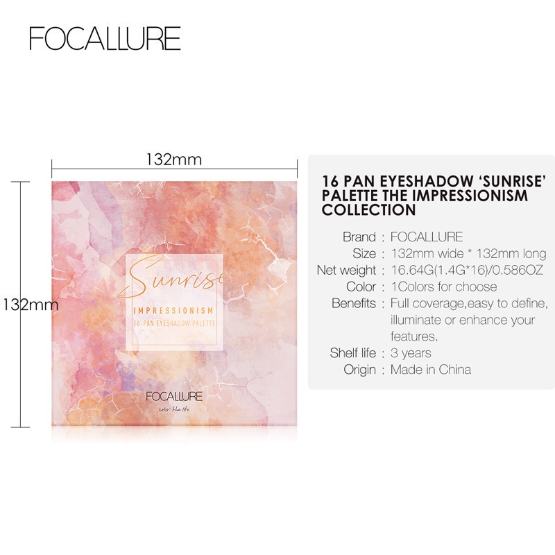 FOCALLURE Sunrise Glitter Eyeshadow Palette High-Pigmented Makeup Tekstur Bubuk Halus Palette High-Pigmented Makeup