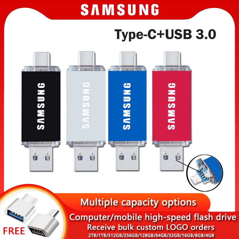 Flash Drive Tiga-Dalam-Satu Samsung Tipe-C Warna Terang 8GB/16GB/32GB/64GB/128GB/256GB/512GB/1TB/2TB micro OTG Flash Drive