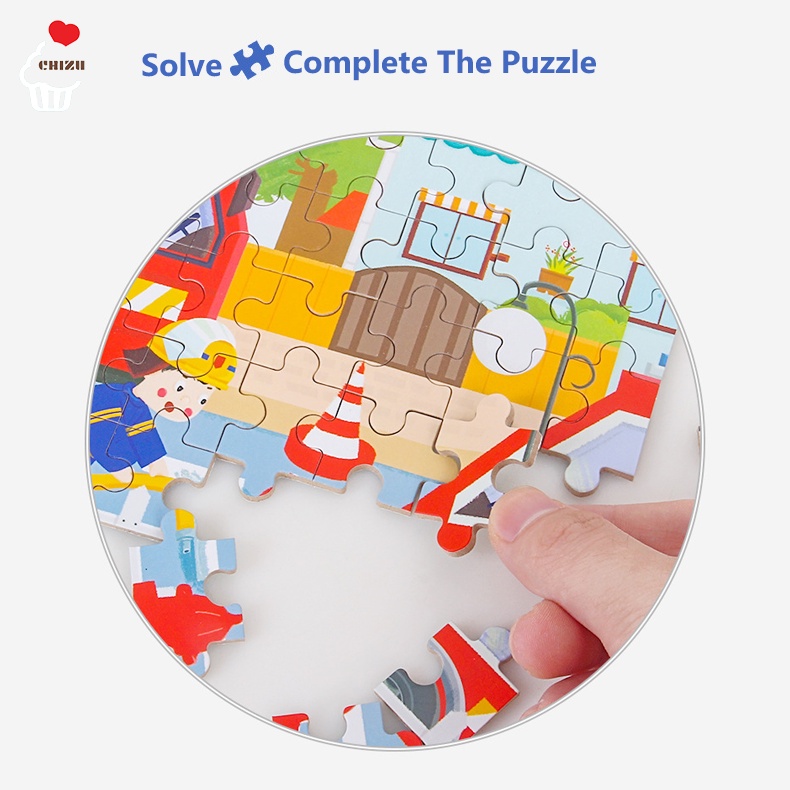 60 Pcs Wooden Jigsaw Puzzle in A Tin | Puzzle Kayu Kotak Kaleng Besi 60 Keping Tinbox | Puzzel 60pcs Hewan Binatang Dinosaurus Transportasi Kendaraan Kartun Lucu | Mainan Edukatif Edukasi Anak