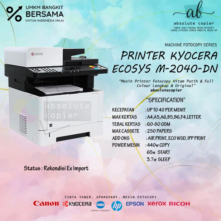 MESIN PRINTER KYOCERA M 2040 M 2540 DN FOTOCOPY COPY PRINT SCAN ECOSYS IMPORT