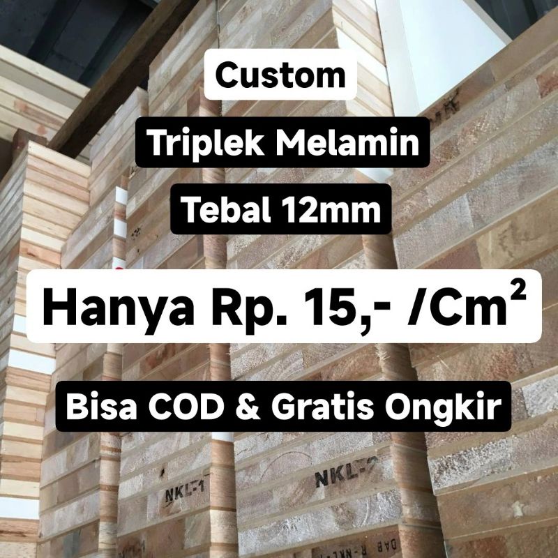 12mm Triplek Melamin Custom Ukuran Tebal