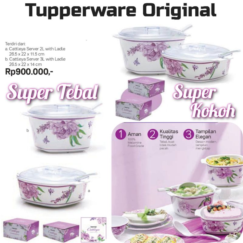 Tupperware Original Premium Melamine Food Grade Super Tebal Set Murah Teb