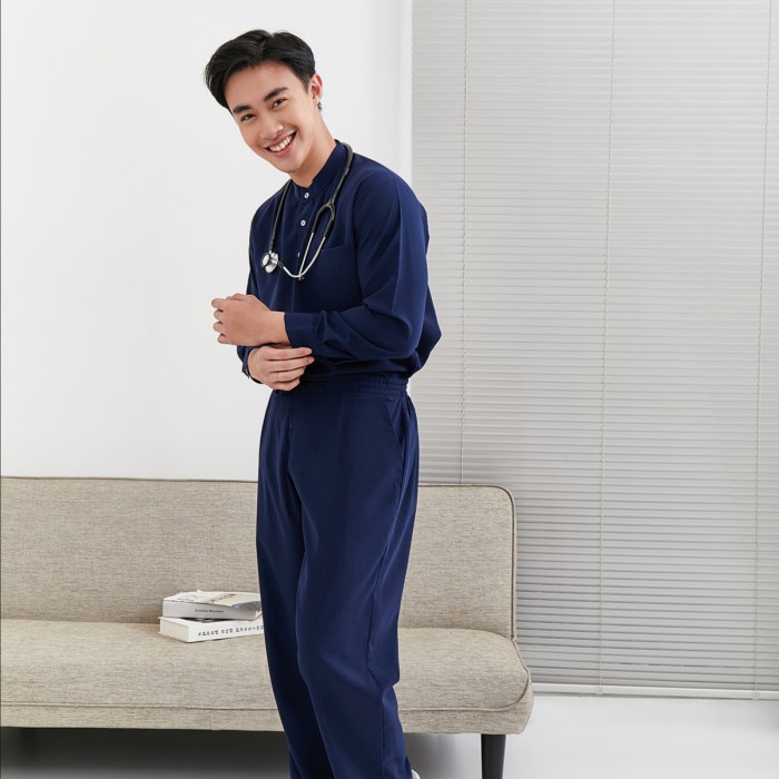 Baju Jaga MLS - NAVY Scrubs on Call Flowy Lengan Panjang