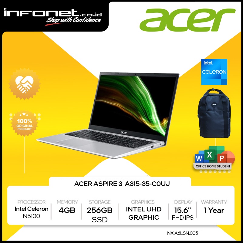 ACER ASPIRE 3 A315-35-C0UJ N5100 4GB 256GB 15.6 W11 OHS21