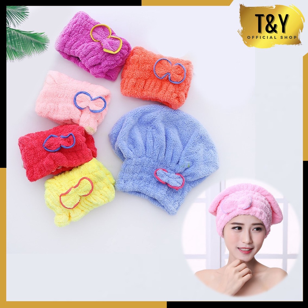 T&amp;Y Towel Dry Hair Dewasa Handuk Kepala Rambut Pita Kepala Topi Mandi Handuk Pita Rambut Keramas Cepat Kering