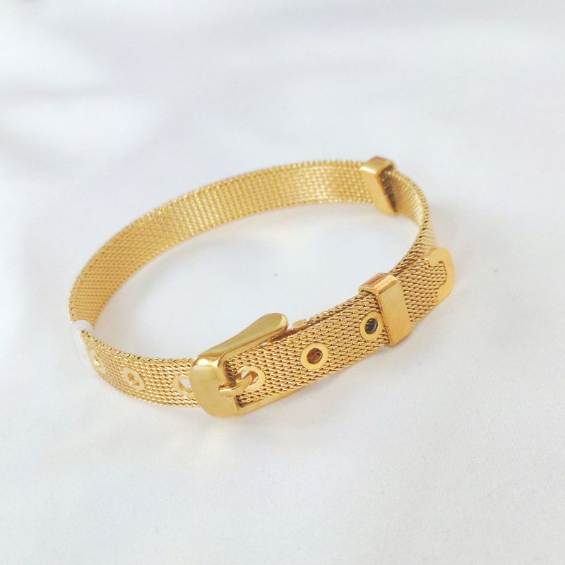 Gelang sabuk Titanium wanita gold,silver,hitam