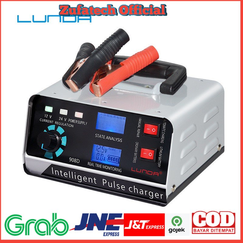 Charger Aki Mobil Motor 400W 12V/24V 400Ah + LCD - AJ-618A