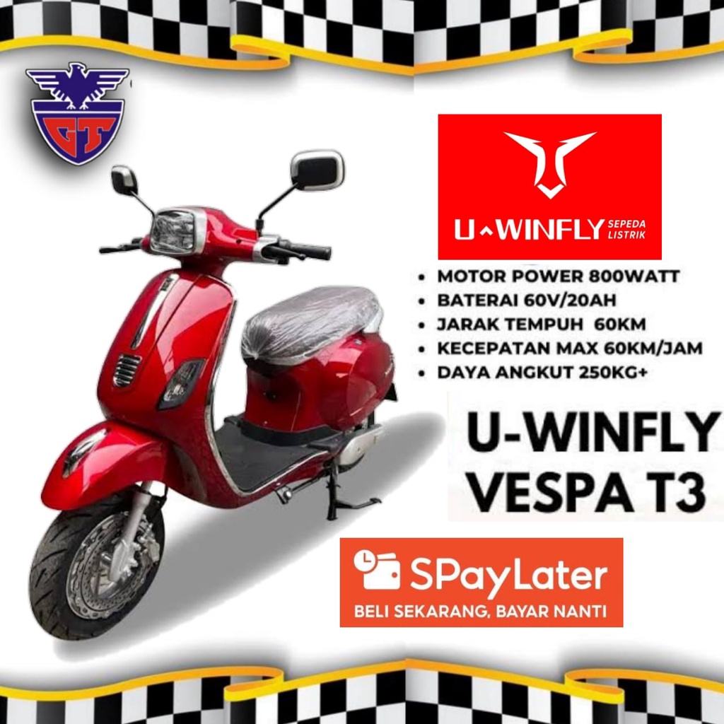 SEPEDA MOTOR LISTRIK UWINFLY T3 MODEL VESPA
