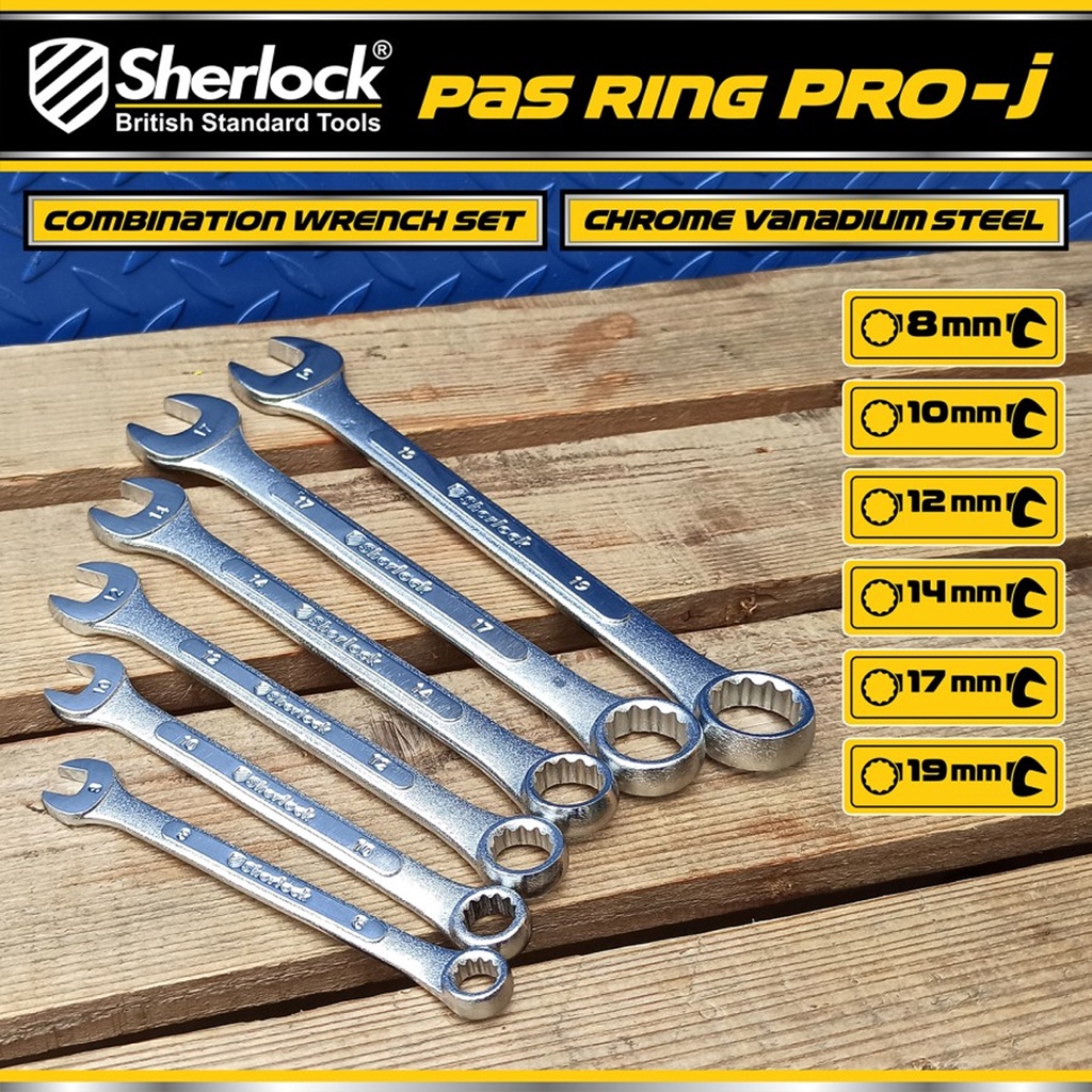 Kunci Pas Ring 6 pcs per set (size: 8 - 19 mm ) Sherlock Pro-J series