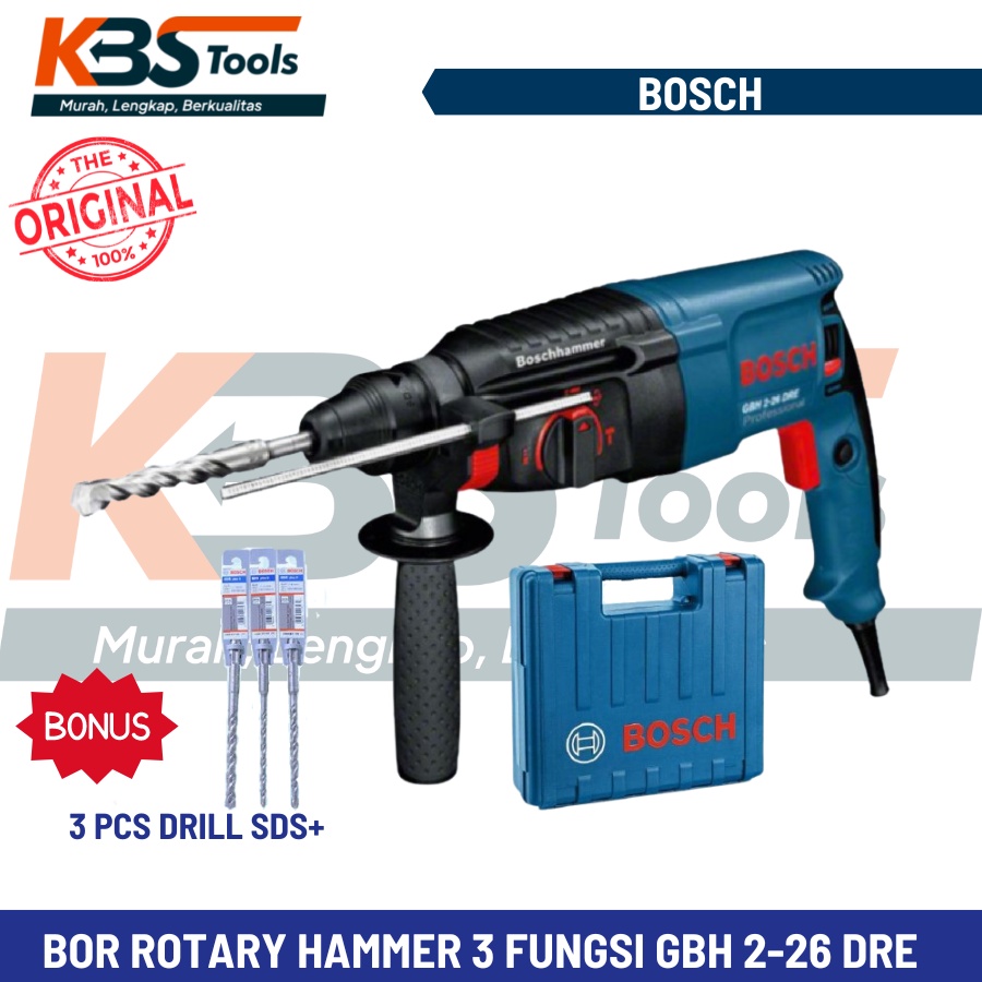 Bor Beton 3 Fungsi BOSCH GBH 2-26 DRE - Demolition Rotary Hammer SDS+ - Bor Bobok Beten Tembok