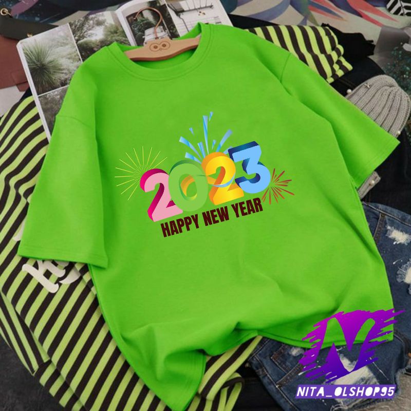 baju happy new year 2023 kaos anak tahun baru