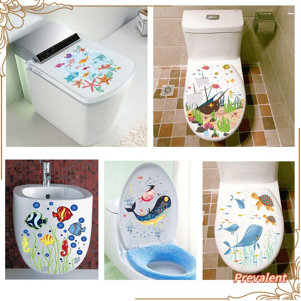 Preva Toilet Stiker Toilet 3D Mural Art Kamar Mandi Commode Ornamen Dunia Bawah Laut