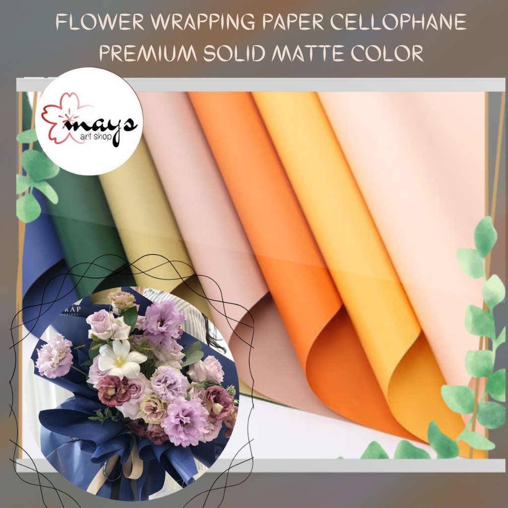 

[Premium] Kertas Flower Wrapping - Flower Wrap Paper Cellophane Matte Solid Full Color Non Transparant Polos Mono Color OPP Mate / Non Transparent - Bungkus Kado Bucket Buket Bunga Polos Florist Bouquet Gift Waterproof Korea Style 58 x 58 cm Murah