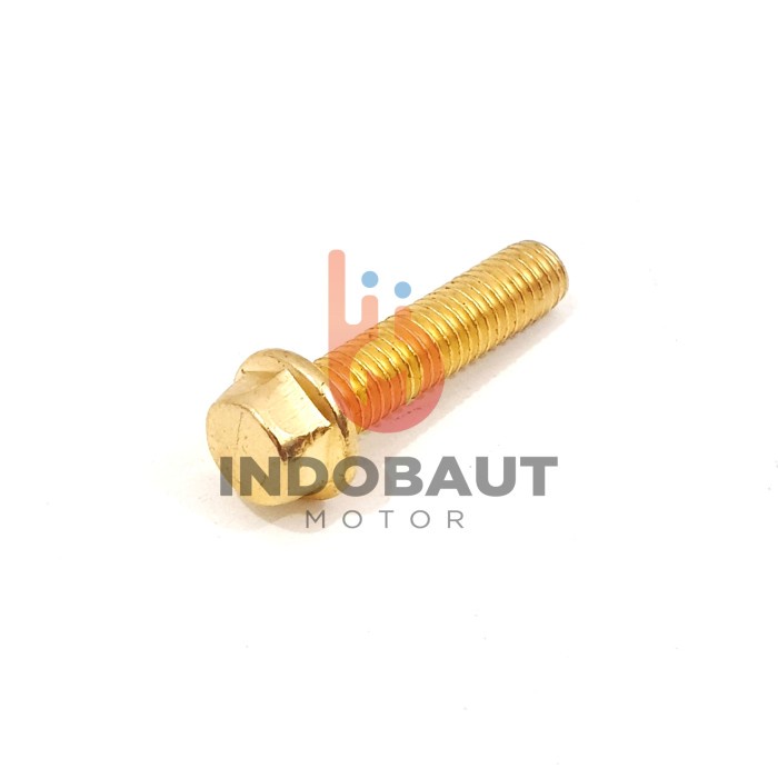 Flange Bolt Baut Blok Mesin 6x25 Kunci 8 Gold