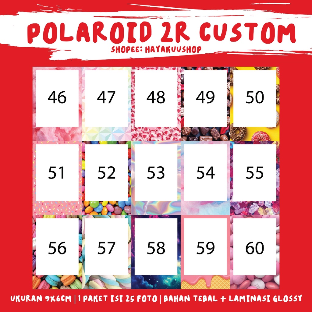 CETAK POLAROID CUSTOM PAKETAN (25 FOTO 1 BG)
