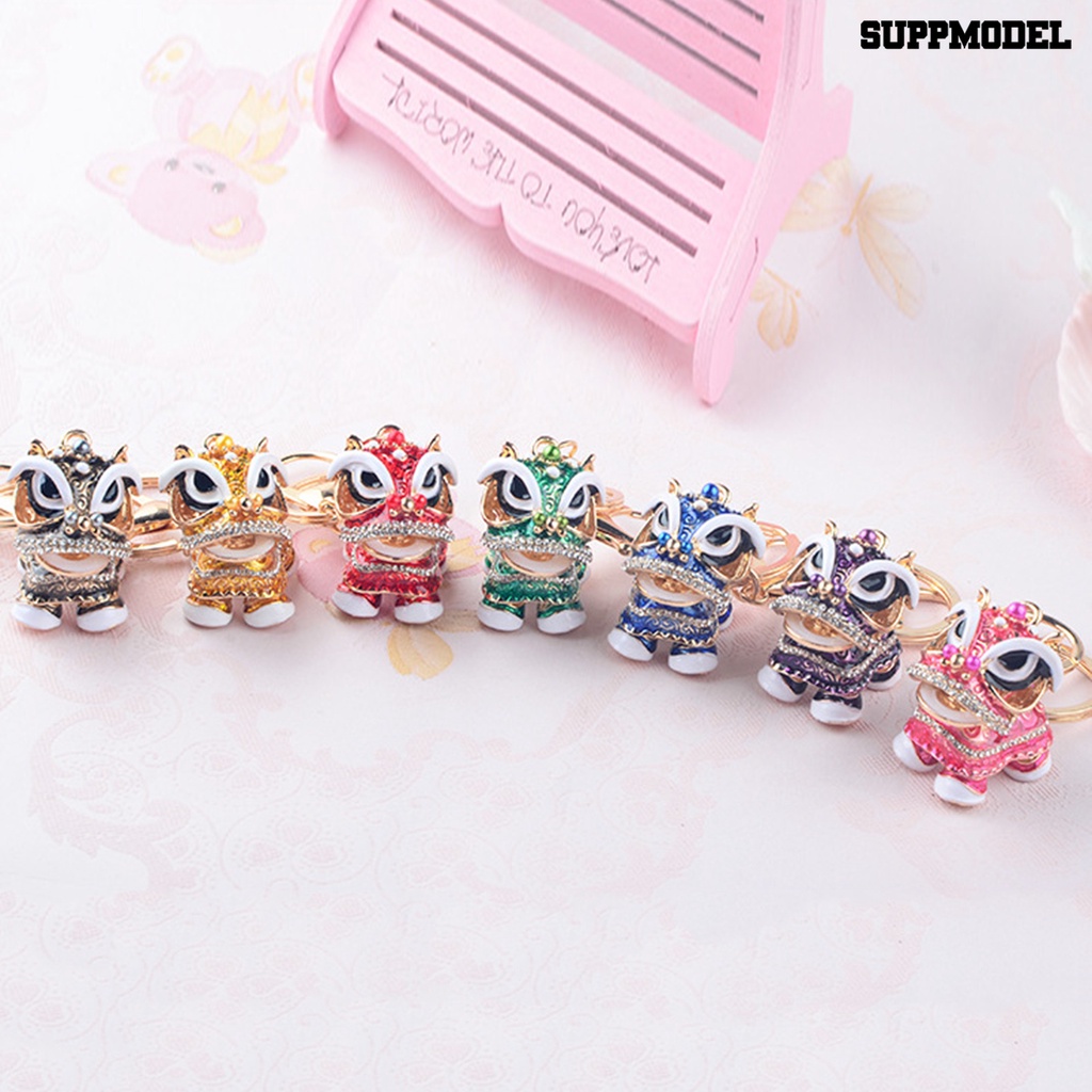 [Auto] Gantungan Kunci Mobil Berlian Imitasi Hias Gaya China Realistis Tiga Dimensi Tidak Luntur Menghias Festival Cina Kristal Dapat Diputar Lion Dance Key Ring Bag Aksesori