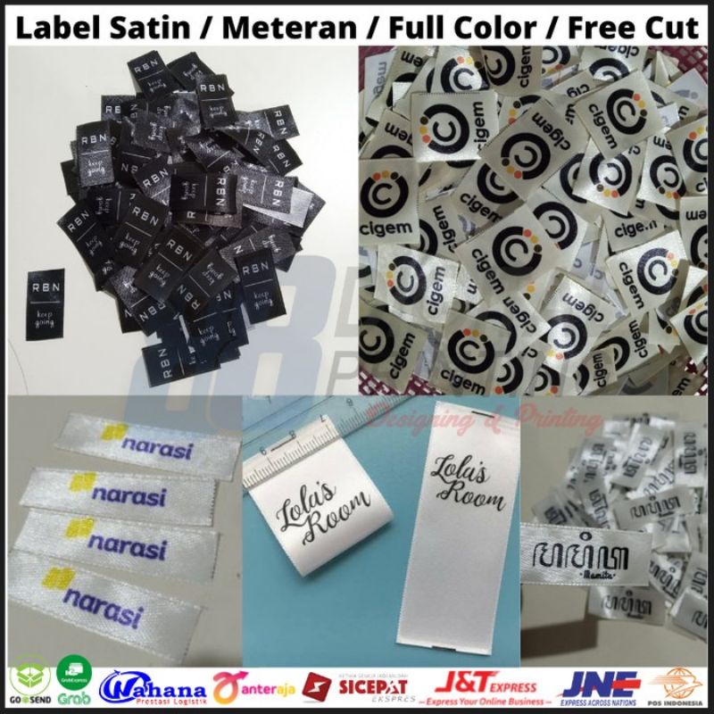 Promo cetak label satin meteran label