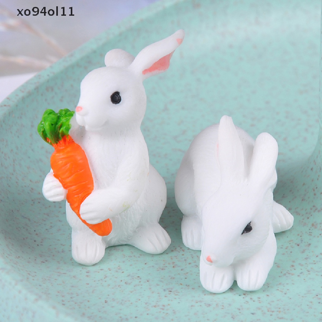 Xo 1pc Patung Kerajinan Kelinci mini Ornamen Taman Miniatur Peri Dekorasi Taman diy OL