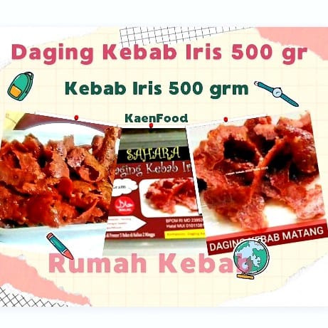 

Daging Kebab Iris /Kebab Daging Sudah Di panggang Iris 500 Gr, sudah mateng.