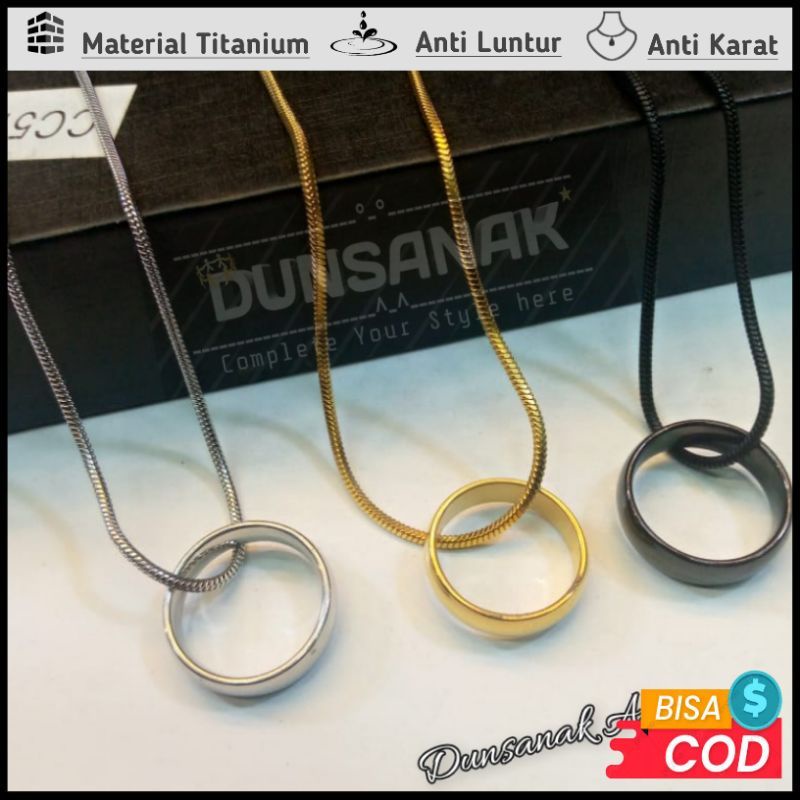 KALUNG EMAS DAN SILVER TITANIUM ASLI + CINCIN TITANIUM ASLI