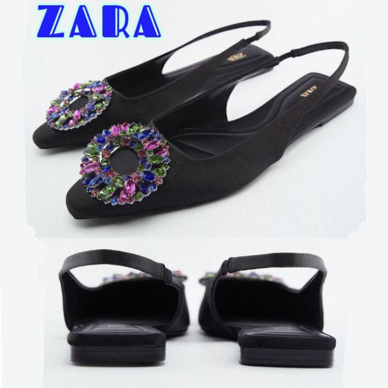 Sandal ZARA Slingback Flat Shoes Wanita