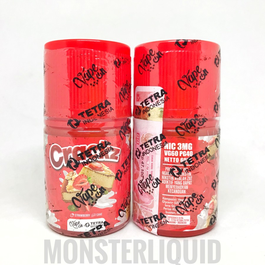 CRACKZ V5 STRAWBERRY CAKE BY TETRA X VAPEON 3MG 60ML