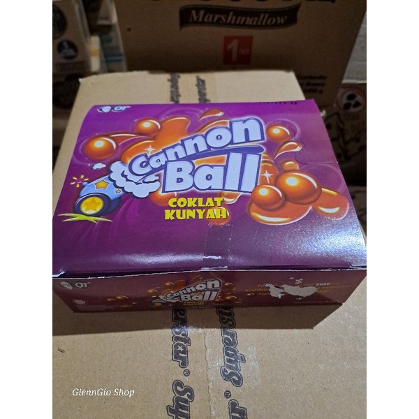 Permen Coklat Kunyah Cannon Ball box isi 24 pcs