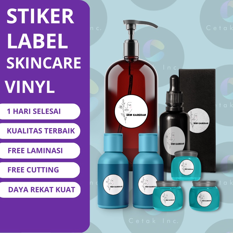

Stiker Label Produk Skincare Kecantikan Bahan Vinyl Laminasi Glossy dan Free Cutting