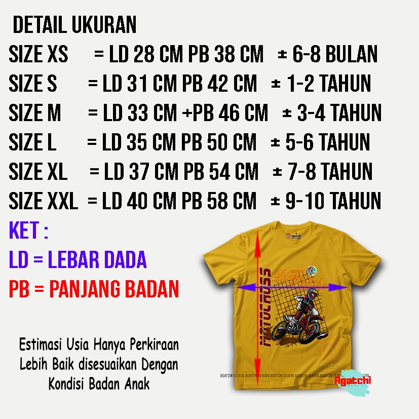 Baju Kaos Atasan Anak Laki - Laki Agatchi Motif Motorcross V2