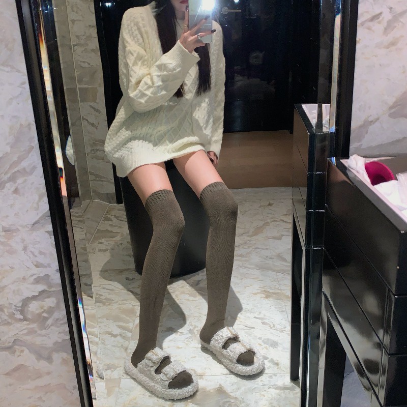 ✾✶Suhao Jepang hitam over-the-knee stoking wanita kapas pasang bottoming hangat jk kaus kaki set musim gugur dan musim dingin 2022 baru betis kaus kaki