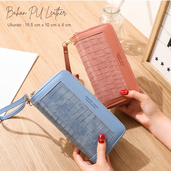 Dompet Wanita Panjang Import Korea Wallet PU Leather Kapasitas Besar