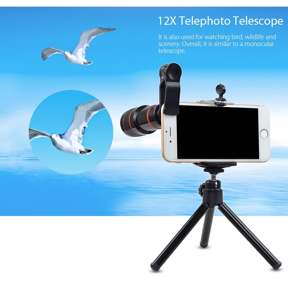 APEXEL 4 in 1 Lensa Fisheye+Macro+Wide+Telephoto+Tripod APL - APL-HS12XDG3ZJ