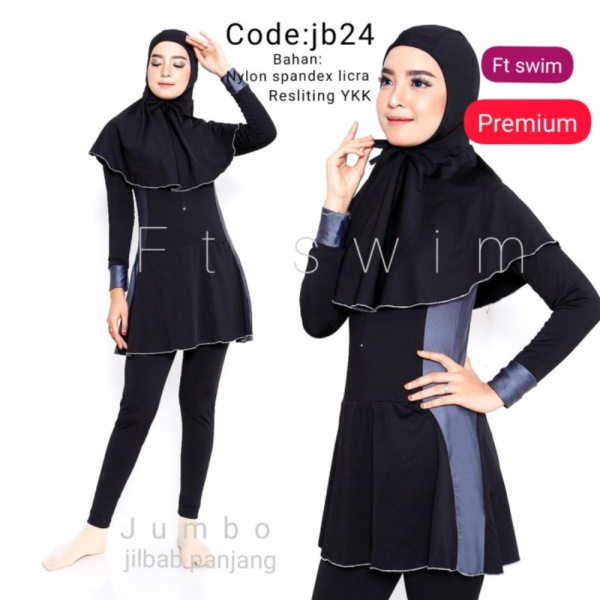 JUMBO Jual muslim dewasa/pakaian remaja wanita Murah renang - baju 3L renang muslimah JB24