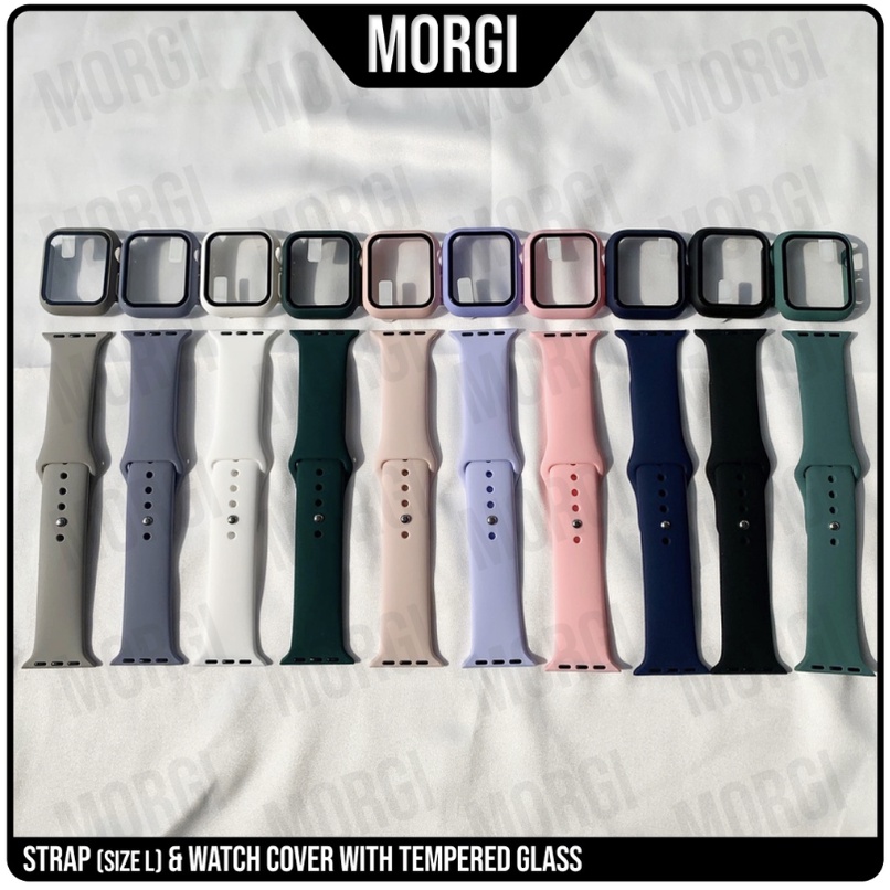 Tempered Glass Protector Untuk Apple Watch Cover + Strap Series 6 SE 5 4 3 2 1 40mm 44mm iWatch 42mm 38mm Set Case