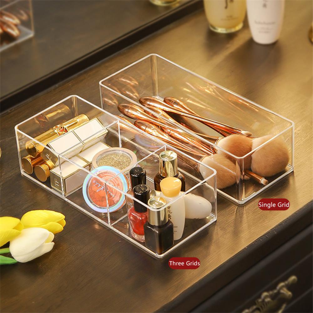 Timekey Kotak Penyimpanan Lapis Make Up Akrilik Akrilik Finishing Grid Untuk Kosmetik Perhiasan Lipstik Organizer Meja Laci Kompartemen Display Box I2U6