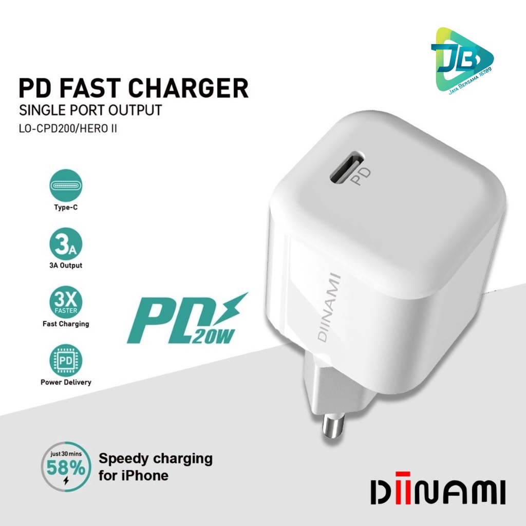 DIINAMI P8 Adaptor BATOK Charger CASHAN Power Nano 20 Batok Fast Charging 20W 3A Type-C (PD) Multi Protection JB6486