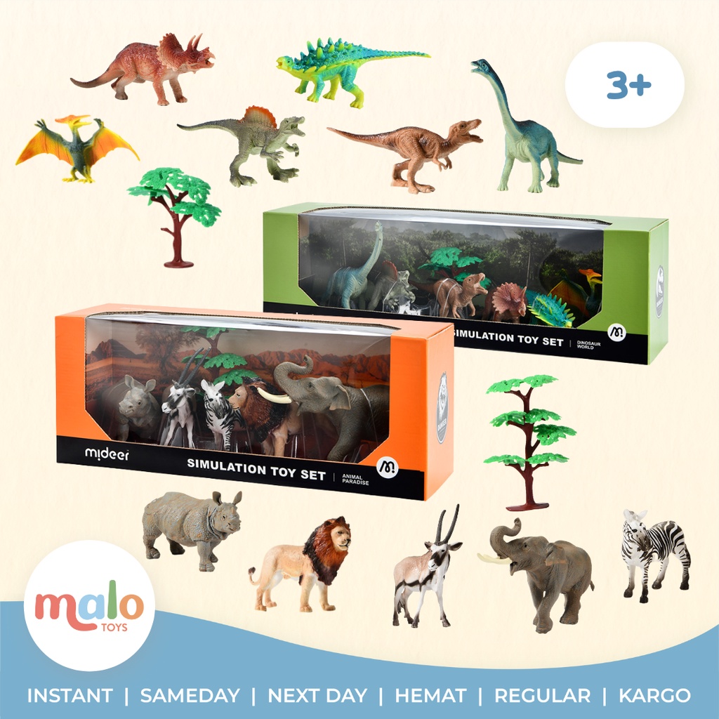 MALOTOYS - Mideer Simulation Figurine Animal Dinosaurus Set Figure Forest Wild Dino Box Mainan Model