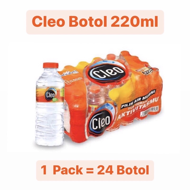 

〖Cleo Botol 220ml | 1 Dus / Karton - 24 botol (@220ml) | Air Mineral Air Kemasan Botol〗