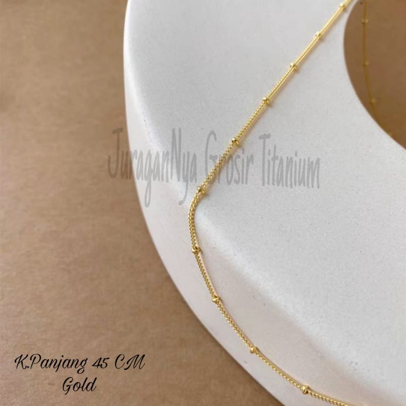 Kalung Titanium Rantai Bulat Spasi Anti Karat Anti Luntur Fashionable