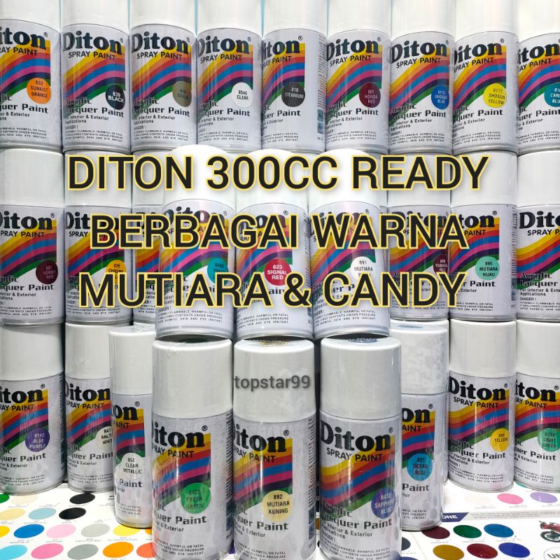 Cat Semprot Pilox Pilok Diton 300cc Mutiara Putih 891 Honda Yellow Kuning Candy Candi 802 Yamaha Red Merah Candy Candi 808 Mutiara Biru 897 Mutiara Kuning 892