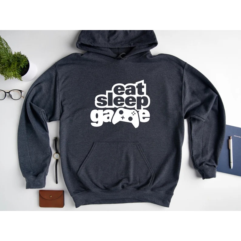 Eat Sleep Game Jumper Hoodie II Sweater Hoodie Trendy II Sweter Oblong Topi Sz M - XL Anak &amp; Dewasa ( Pria &amp; Wanita )