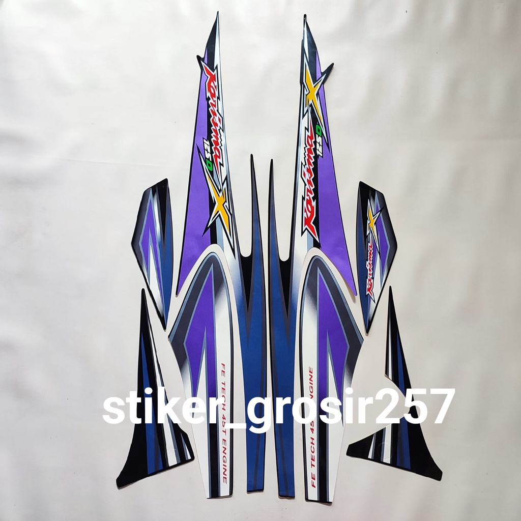 STIKER STRIPING LES LIST BODY MOTOR HONDA KARISMA X 125D 2005 HITAM UNGU
